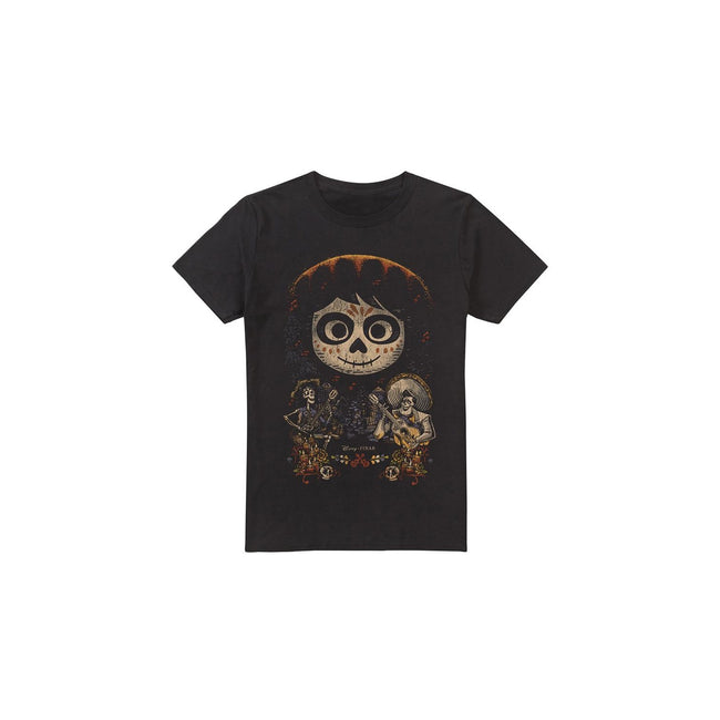 Black - Front - Coco Mens Ernesto Miguel Hector Painted Poster With Skull T-Shirt