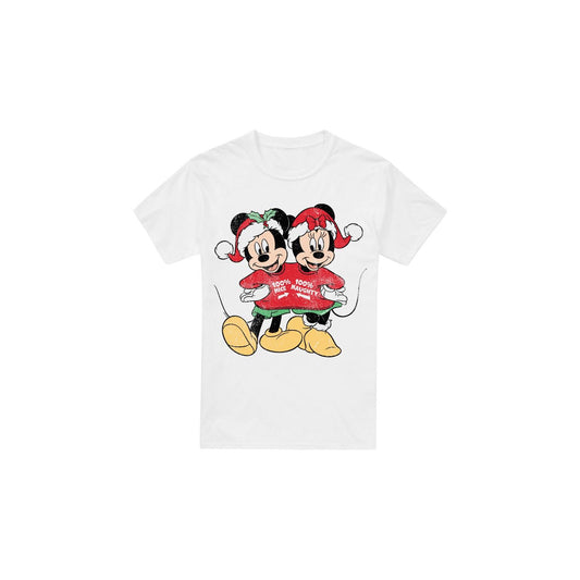 White - Front - Disney Mens Mickey & Minnie Mouse Christmas Sweater T-Shirt