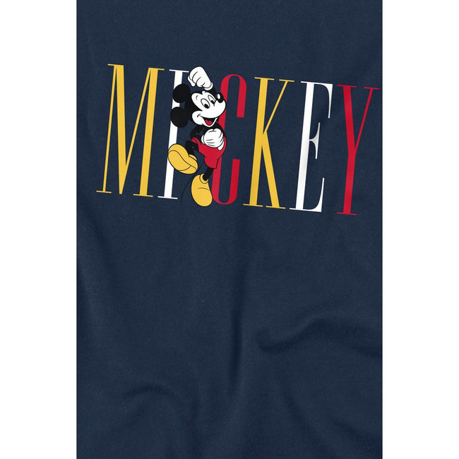 Navy - Lifestyle - Disney Mens Mickey Mouse Multicolour Name T-Shirt