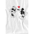 White - Lifestyle - Disney Mens Mickey & Minnie Mouse Kiss Sketch Valentine`s Day T-Shirt