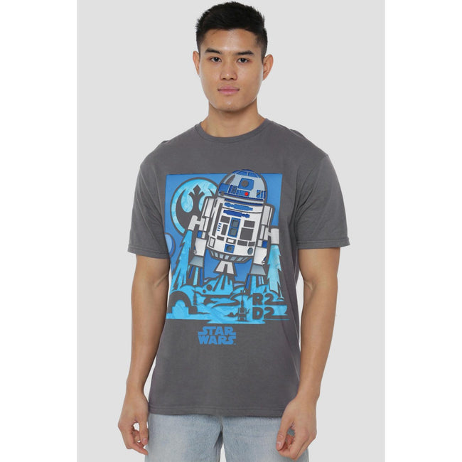 Charcoal - Back - Star Wars Mens Papercut R2-D2 T-Shirt