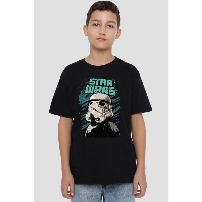 Black - Back - Star Wars Childrens-Kids Street Glare Stormtrooper T-Shirt