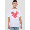 White - Back - Disney Childrens-Kids Mickey Mouse Heart Ears Silhouette Valentine`s Day T-Shirt