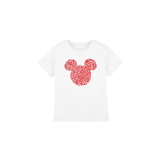 White - Front - Disney Childrens-Kids Mickey Mouse Heart Ears Silhouette Valentine`s Day T-Shirt