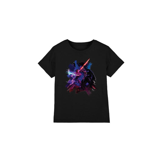 Black - Front - Star Wars Childrens-Kids Obi Wan Kenobi Vader Painted T-Shirt