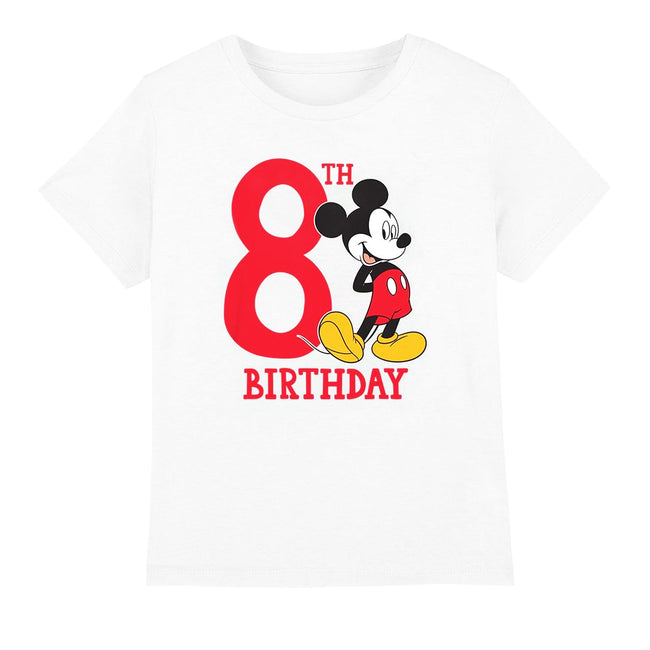 White - Front - Disney Childrens-Kids Mickey Mouse 8th Birthday T-Shirt