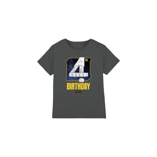 Charcoal - Front - Star Wars Childrens-Kids Stormtrooper Space 4th Birthday T-Shirt