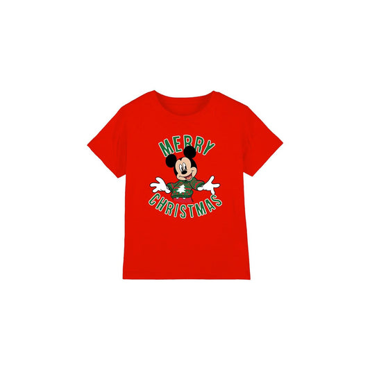 Red - Front - Disney Childrens-Kids Mickey Mouse Christmas Sweater T-Shirt