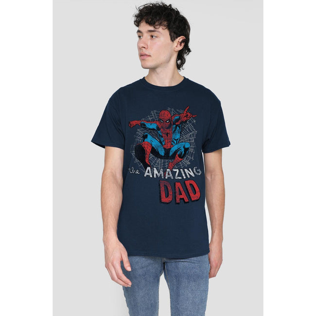 Navy - Back - Spider-Man Mens Spider Dad Fathers Day T-Shirt