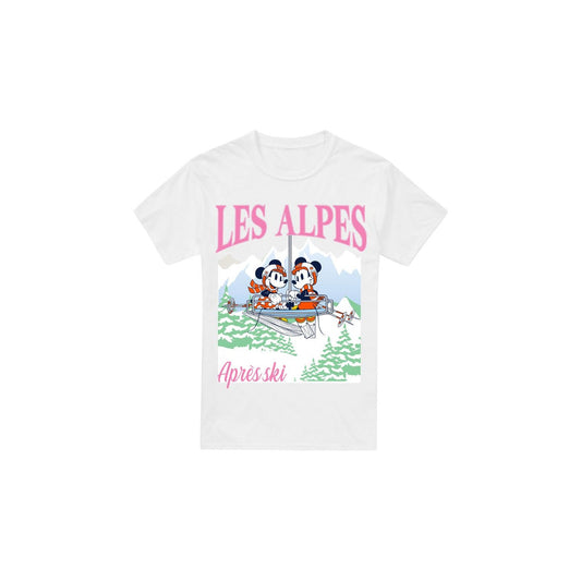 White - Front - Disney Mens Les Alpes Mickey Mouse T-Shirt