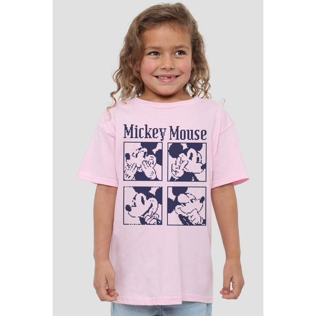Pink - Back - Disney Childrens-Kids Mickey Mouse Pixelated T-Shirt
