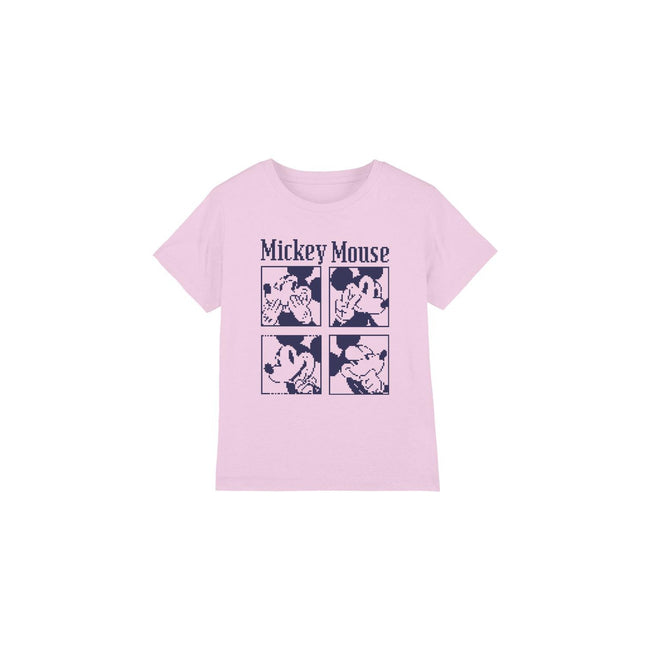 Pink - Front - Disney Childrens-Kids Mickey Mouse Pixelated T-Shirt