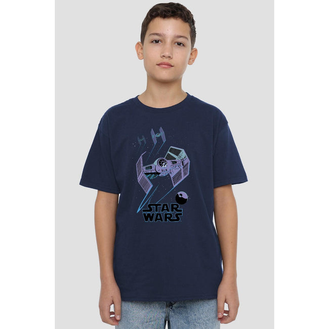 Navy - Back - Star Wars Childrens-Kids Death Star Defenders T-Shirt