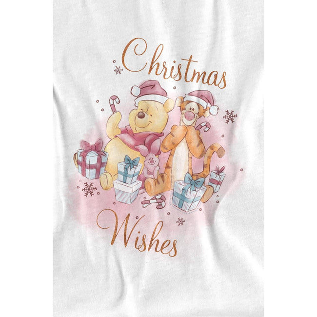 White - Lifestyle - Winnie the Pooh Childrens-Kids Christmas Wishes Pooh Tigger Piglet T-Shirt