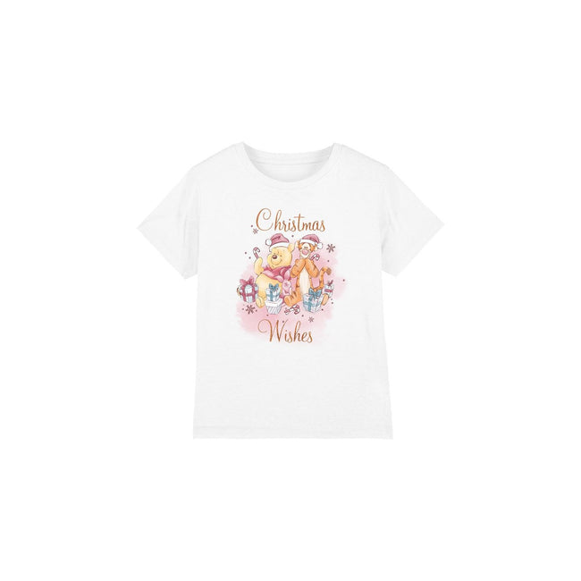 White - Front - Winnie the Pooh Childrens-Kids Christmas Wishes Pooh Tigger Piglet T-Shirt