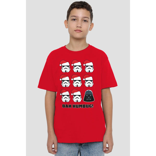 Red - Back - Star Wars Childrens-Kids Bah Humbug Stormtrooper Darth Vader T-Shirt