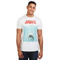 White-Blue-Red - Side - Jaws Mens Poster T-Shirt