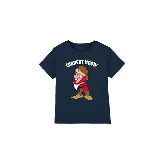 Navy - Front - Snow White And The Seven Dwarfs Childrens-Kids Current Mood Grumpy T-Shirt