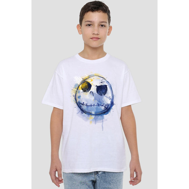 White - Back - The Nightmare Before Christmas Childrens-Kids Jack Skellington Painted T-Shirt