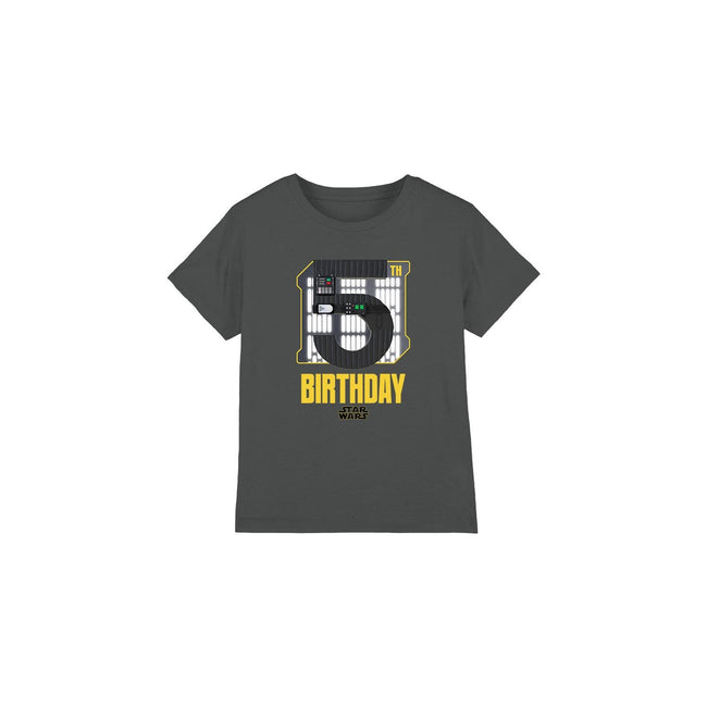 Charcoal - Front - Star Wars Childrens-Kids Darth Vader Space 5th Birthday T-Shirt