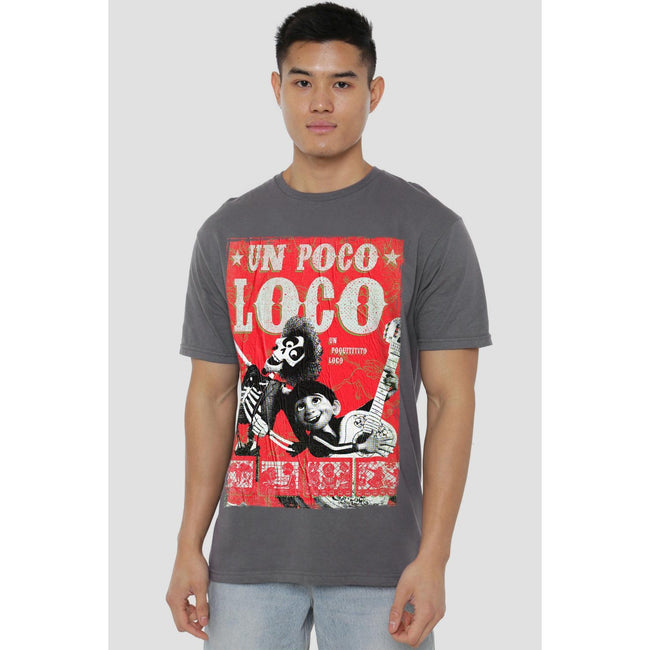 Charcoal - Back - Coco Mens Un Poco Loco Hector Poster T-Shirt