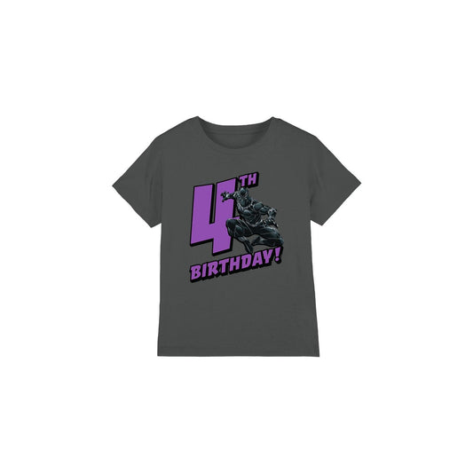 Charcoal - Front - Black Panther Childrens-Kids 4th Birthday T-Shirt