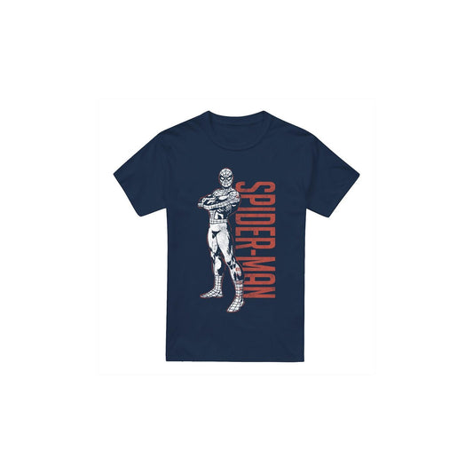 Navy - Front - Spider-Man Mens Hero Stance T-Shirt