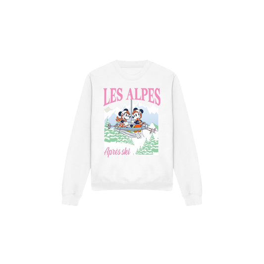 White - Front - Disney Unisex Adult Les Alpes Mickey Mouse Sweatshirt