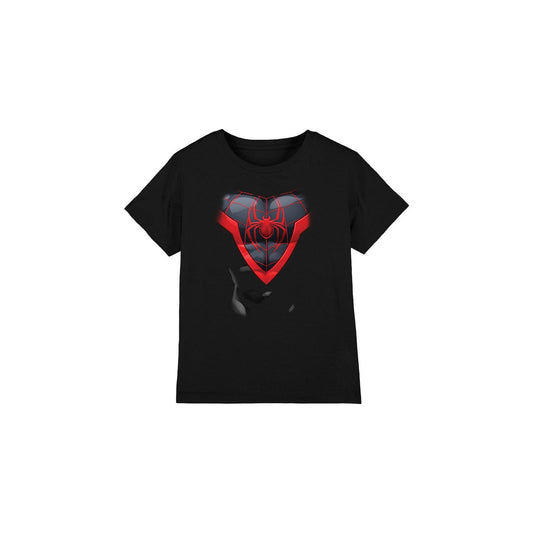 Black - Front - Spider-Man Childrens-Kids Miles Morales Costume T-Shirt