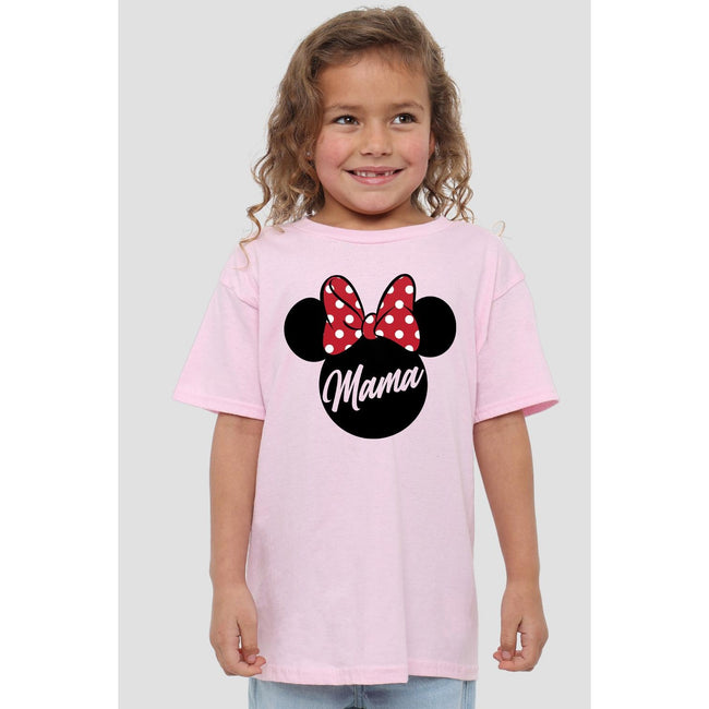 Pink - Back - Disney Childrens-Kids Mama In Ears Minnie Mouse Mothers Day T-Shirt