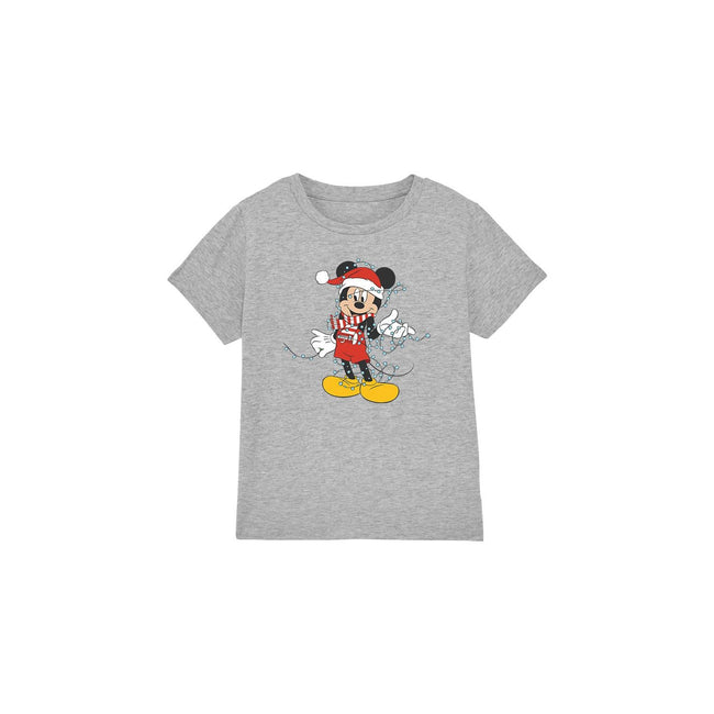 Sport Heather - Front - Disney Childrens-Kids Mickey Mouse Christmas Lights T-Shirt