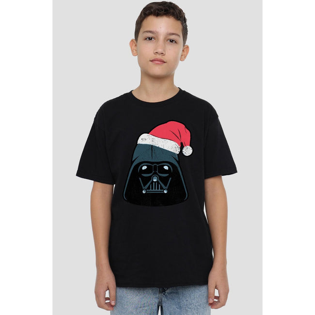 Black - Back - Star Wars Childrens-Kids Darth Vader Santa Christmas T-Shirt