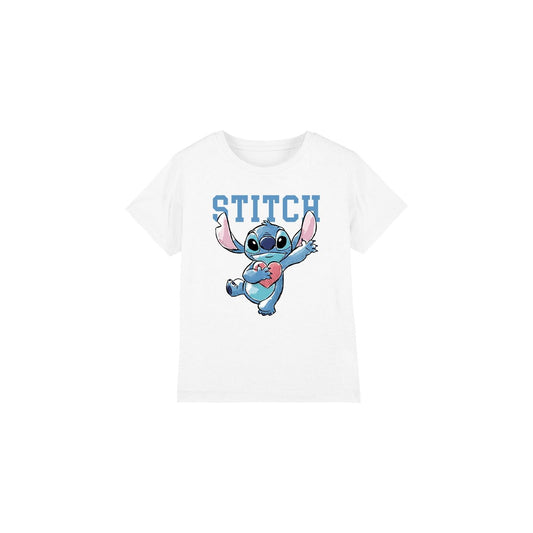 White - Front - Lilo & Stitch Childrens-Kids Clutching Hearts T-Shirt