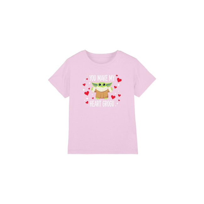 Pink - Front - Star Wars Childrens-Kids You Make My Heart Grogu T-Shirt