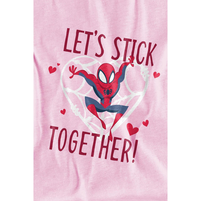 Pink - Lifestyle - Spider-Man Childrens-Kids Stick Together Valentine`s Day T-Shirt