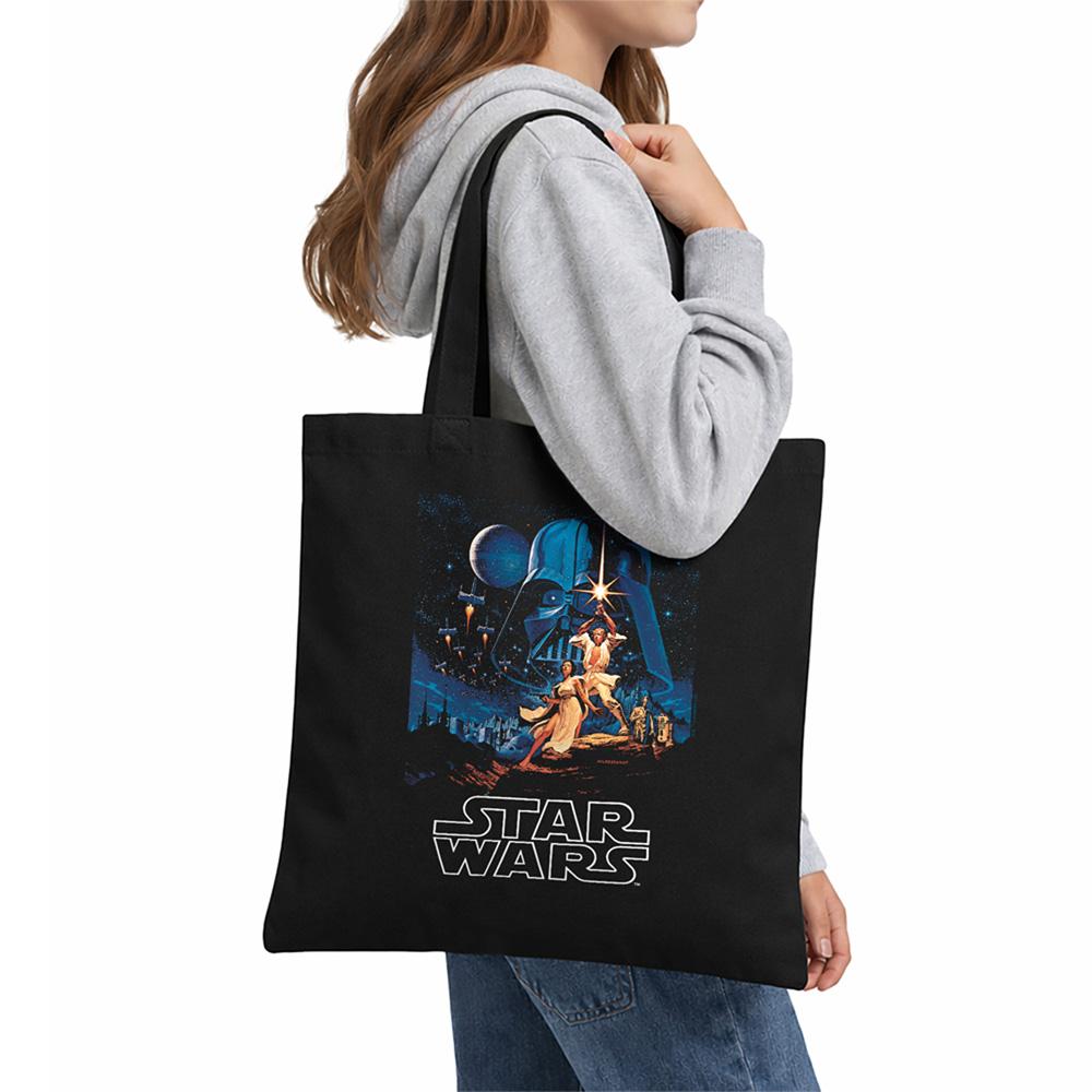 Black - Lifestyle - Star Wars: A New Hope Retro Poster Tote Bag