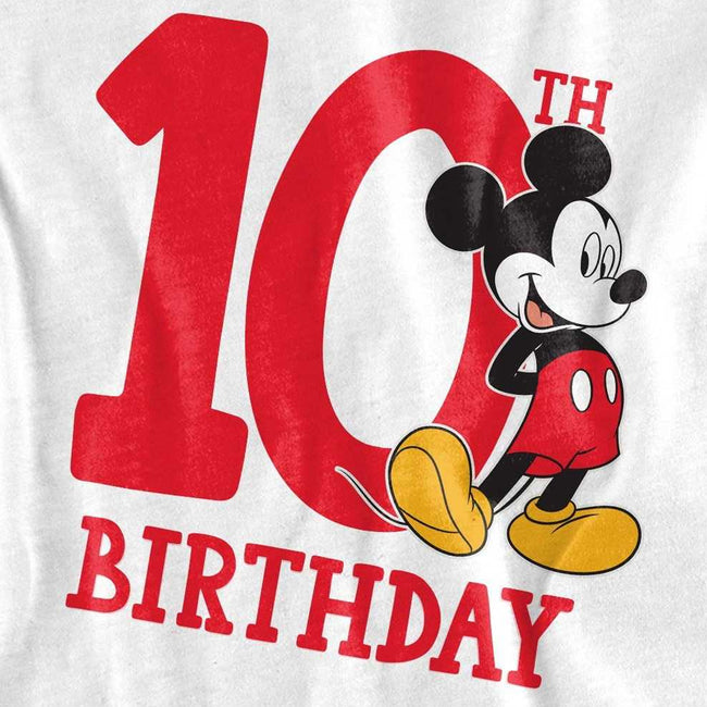 White - Pack Shot - Disney Childrens-Kids Mickey Mouse 10th Birthday T-Shirt
