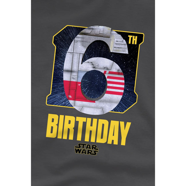 Charcoal - Lifestyle - Star Wars Childrens-Kids X-Wing Space 6th Birthday T-Shirt