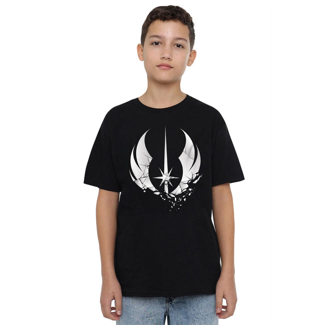 Black - Side - Star Wars Childrens-Kids Jedi Obi Wan Kenobi Shattered T-Shirt