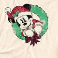 Natural - Back - Disney Mens Mickey Mouse Vintage Wreath Christmas T-Shirt