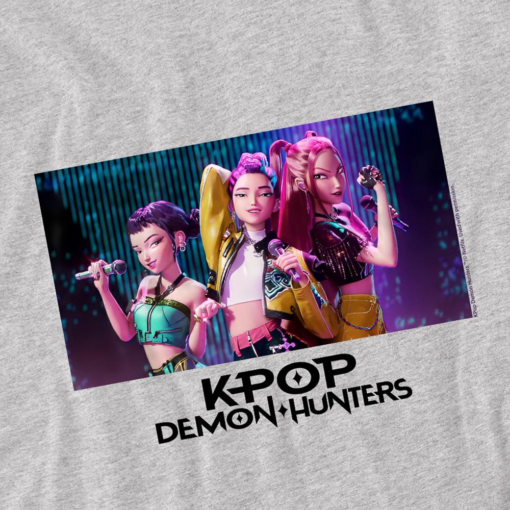 Athletic Heather - Side - K-Pop Demon Hunters Childrens-Kids Singing Huntr-X Group T-Shirt
