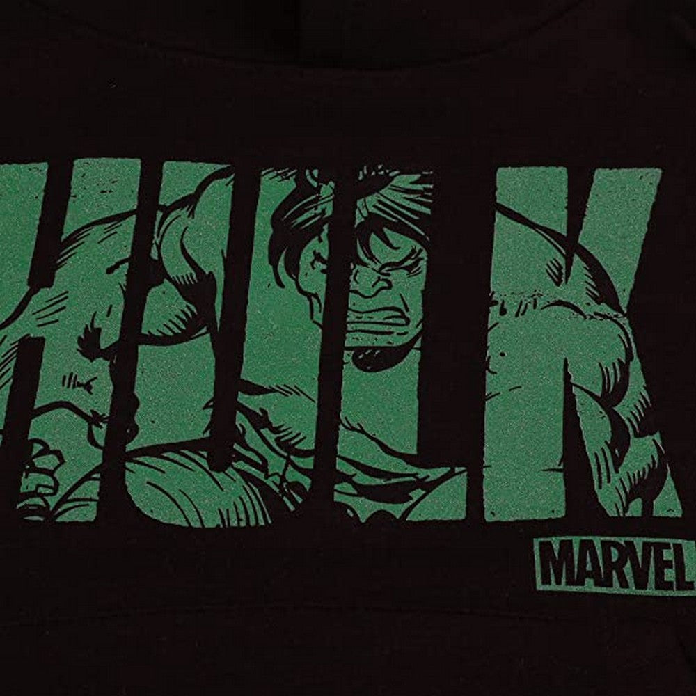 Black-Green - Side - Hulk Boys Text Hoodie