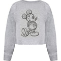Heather Grey - Front - Disney Womens-Ladies Mickey Mouse Sketch Crop Sweatshirt