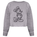 Sports Grey - Front - Disney Womens-Ladies Mickey Mouse Sketch Crop Sweatshirt