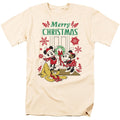 Natural - Front - Disney Mens Mickey & Minnie Mouse Wreath Christmas T-Shirt