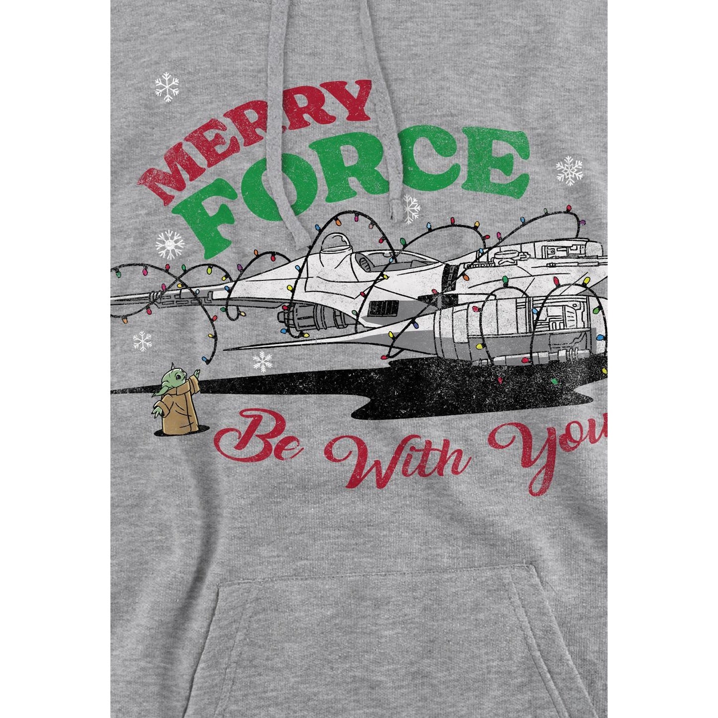 Sport Heather - Lifestyle - Star Wars: The Mandalorian Mens Merry Force Be With You Grogu Hoodie