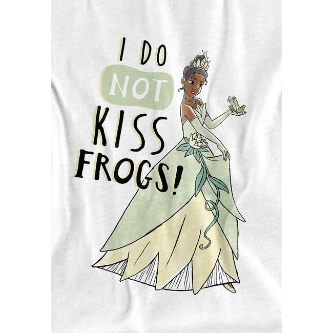 White - Side - The Princess and the Frog Childrens-Kids Does Not Kiss Frogs Tiana T-Shirt