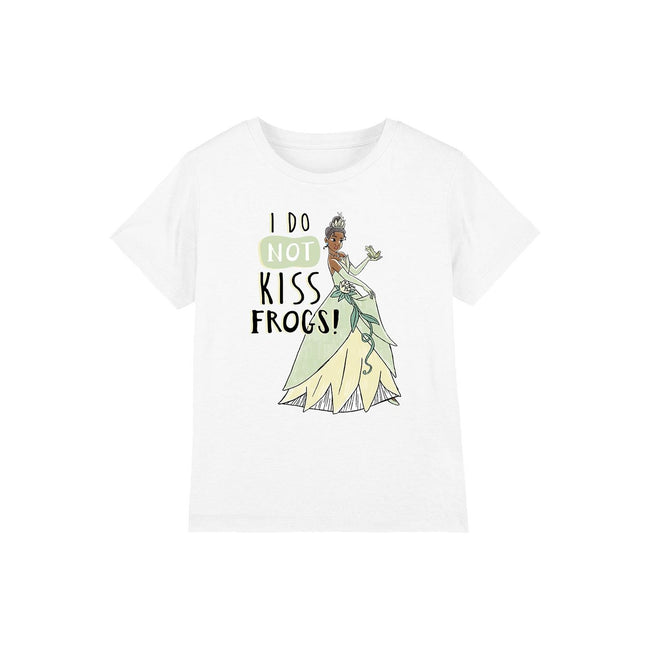 White - Front - The Princess and the Frog Childrens-Kids Does Not Kiss Frogs Tiana T-Shirt