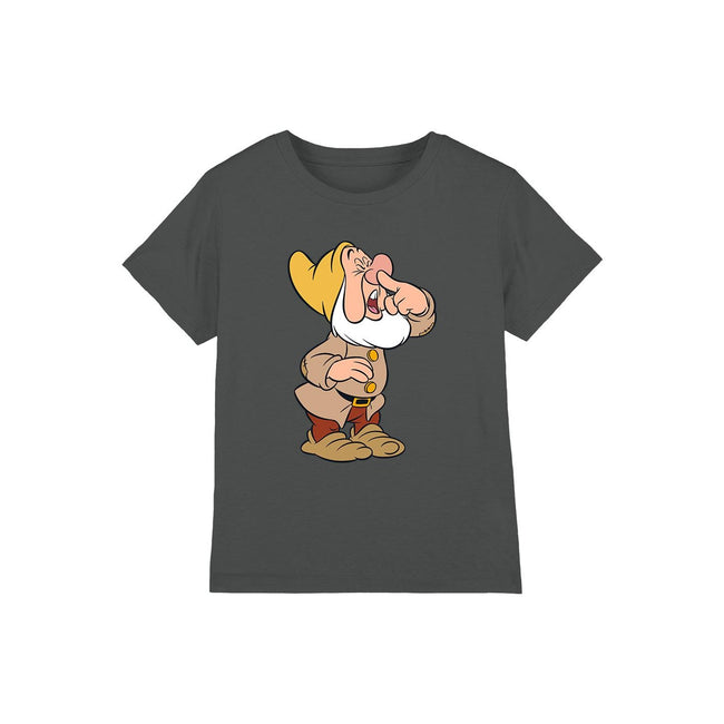 Charcoal - Front - Snow White And The Seven Dwarfs Childrens-Kids Sneezy T-Shirt