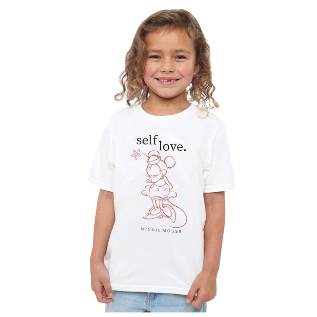 White - Side - Disney Childrens-Kids Self Love Minnie Mouse Valentine`s Day T-Shirt
